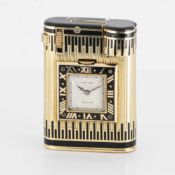A RARE 18K SOLID GOLD & ENAMEL CARTIER PARIS WATCH LIGHTER CIRCA 1930s Movement: 15J, manual wind,