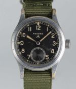 A GENTLEMAN'S BRITISH MILITARY RECORD W.W.W. WRIST WATCH CIRCA 1945, PART OF THE 