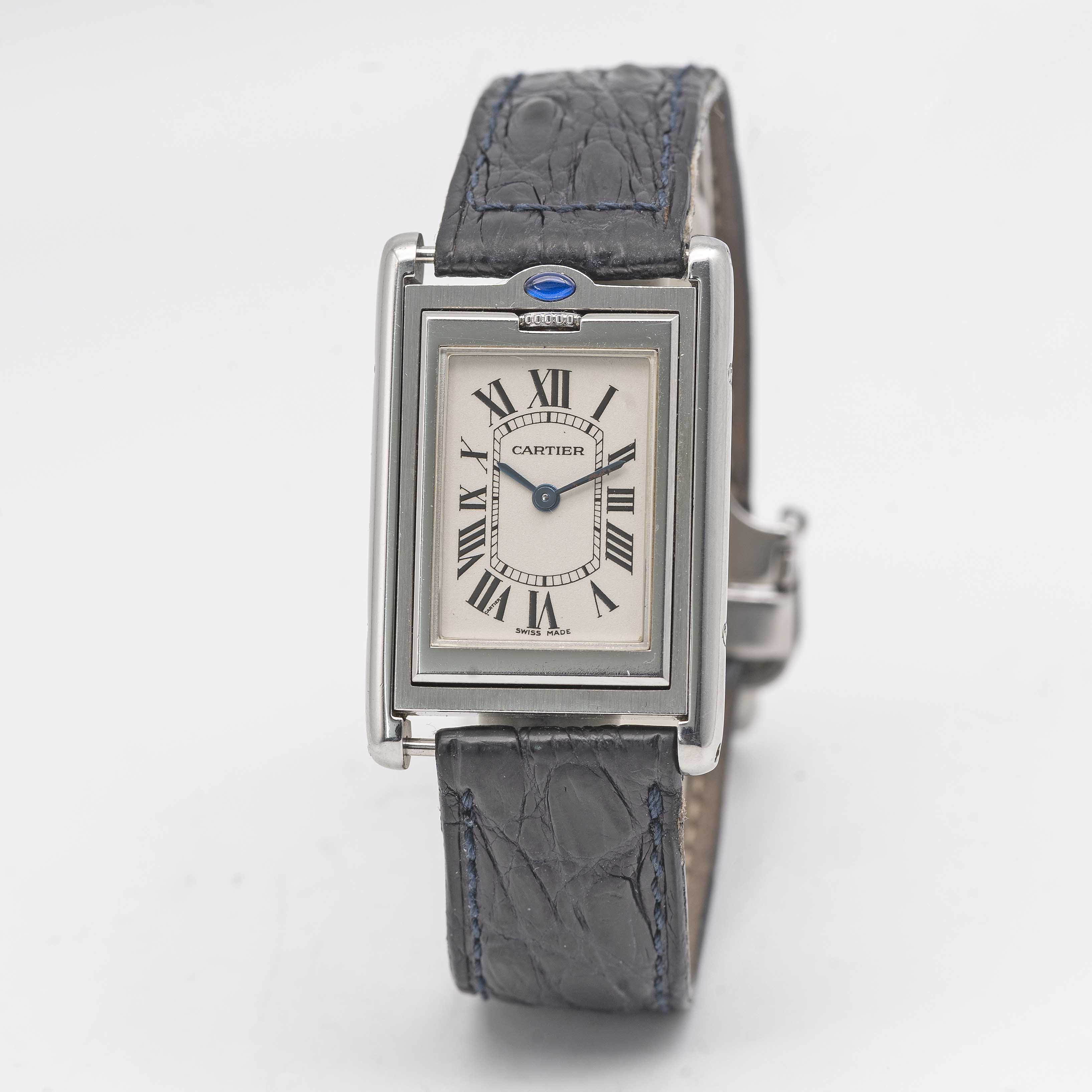 A GENTLEMAN'S SIZE STAINLESS STEEL CARTIER TANK BASCULANTE WRIST WATCH CIRCA 2000s, REF. 2405 - Image 3 of 8