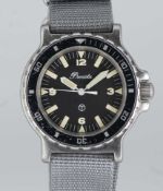 A GENTLEMAN'S STAINLESS STEEL BRITISH MILITARY PRECISTA ROYAL NAVY DIVERS WRIST WATCH DATED 1989