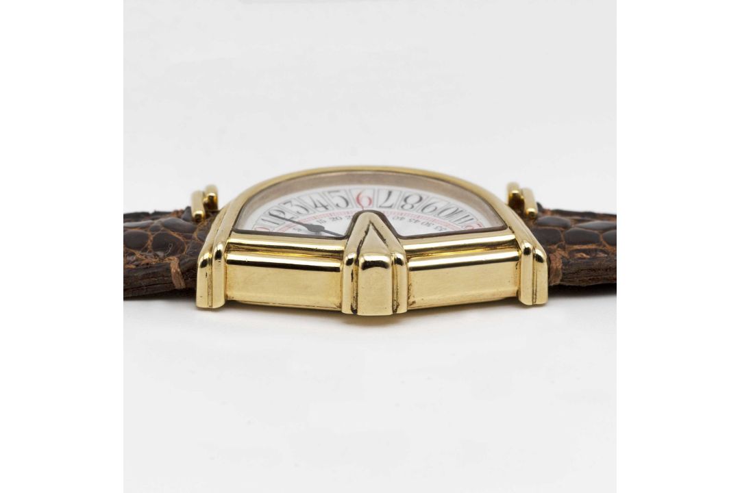 A GENTLEMAN'S 18K SOLID GOLD TOURNEAU ASYMMETRIC SECTORA RETROGRADE WRIST WATCH CIRCA 1990s - Image 7 of 7