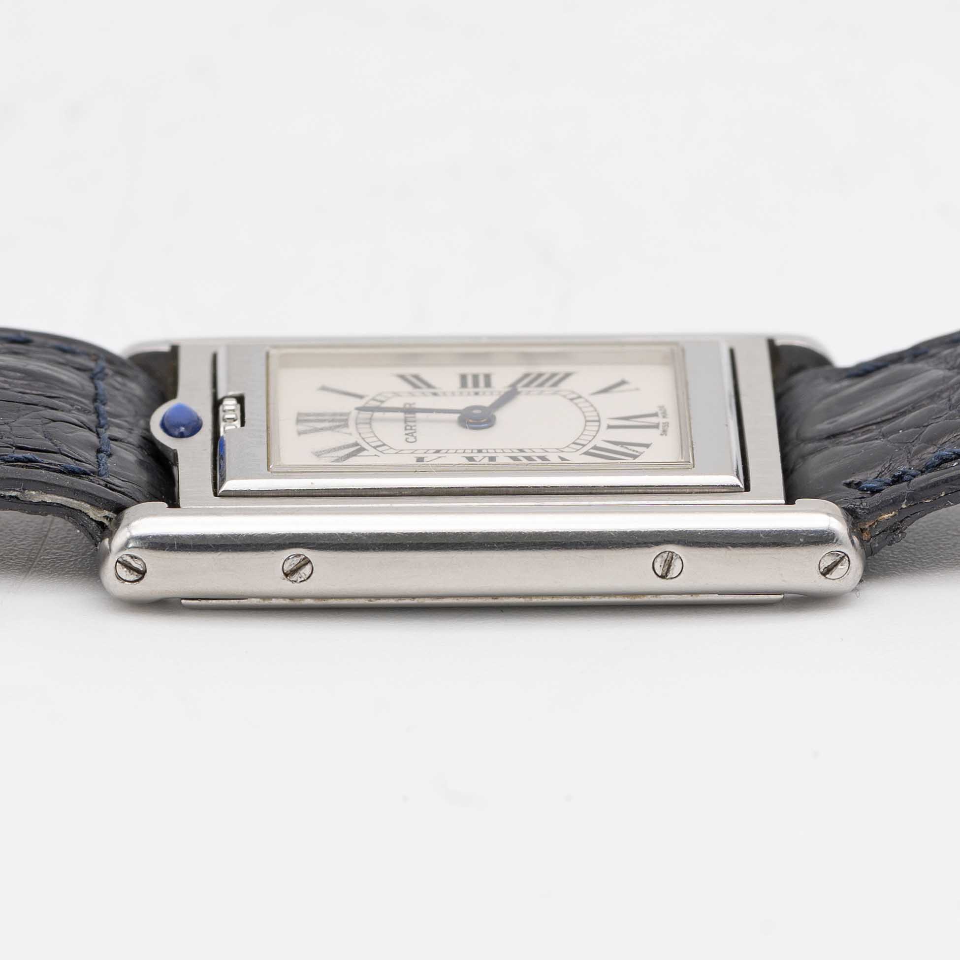 A GENTLEMAN'S SIZE STAINLESS STEEL CARTIER TANK BASCULANTE WRIST WATCH CIRCA 2000s, REF. 2405 - Image 6 of 8