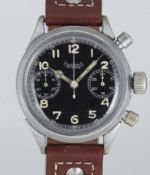 A GENTLEMAN'S GERMAN MILITARY HANHART LUFTWAFFE PILOTS FLYBACK CHRONOGRAPH WRIST WATCH CIRCA 1940