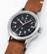 A RARE GENTLEMAN'S STAINLESS STEEL BRITISH MILITARY IWC MARK 11 RAF PILOTS WRIST WATCH DATED 1952,