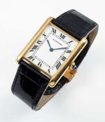 A RARE GENTLEMAN'S 18K SOLID GOLD CARTIER PARIS TANK LOUIS 