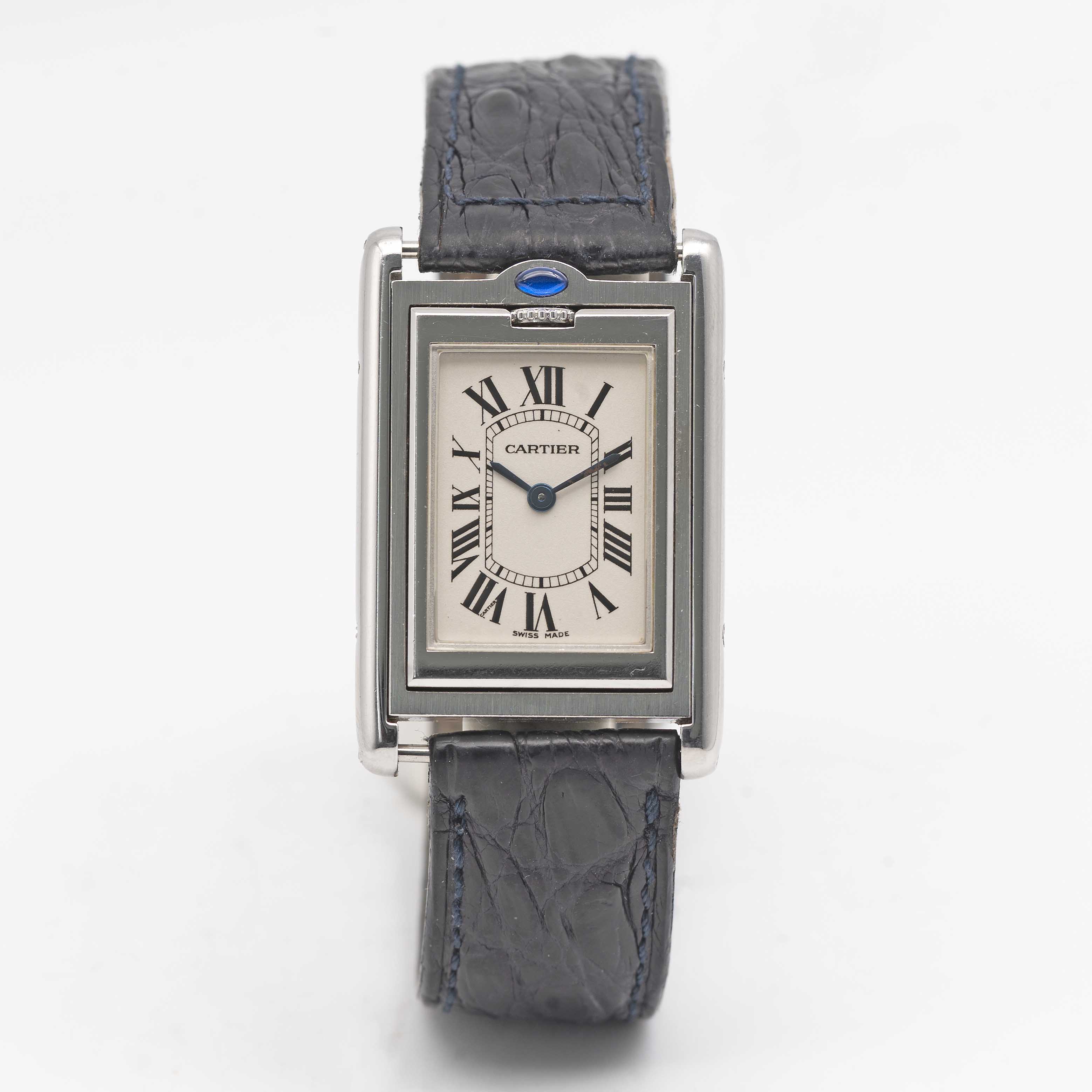 A GENTLEMAN'S SIZE STAINLESS STEEL CARTIER TANK BASCULANTE WRIST WATCH CIRCA 2000s, REF. 2405 - Image 2 of 8