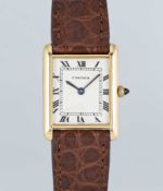 A GENTLEMAN'S 18K SOLID GOLD CARTIER PARIS TANK LOUIS MECANIQUE WRIST WATCH CIRCA 1960s Movement: