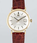 A GENTLEMAN'S 18K SOLID GOLD IWC AUTOMATIC DATE WRIST WATCH CIRCA 1970, WITH SIGMA DIAL Movement:
