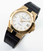 A RARE GENTLEMAN'S 18K SOLID GOLD VACHERON CONSTANTIN OVERSEAS CHRONOMETER WRIST WATCH CIRCA