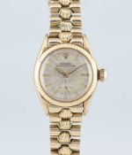 A RARE LADIES 18K SOLID GOLD ROLEX OYSTER PERPETUAL BRACELET WATCH CIRCA 1957, REF. 6509