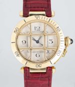 A GENTLEMAN'S SIZE 18K SOLID GOLD CARTIER PASHA GRILL AUTOMATIC WRIST WATCH CIRCA 1990s, REF.