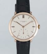 A GENTLEMAN'S 18K SOLID ROSE GOLD PATEK PHILIPPE WRIST WATCH CIRCA 1930s Movement: Manual wind,