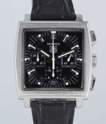 A GENTLEMAN'S STAINLESS STEEL TAG HEUER MONACO AUTOMATIC CHRONOGRAPH WRIST WATCH CIRCA 2005, REF.
