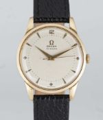 A GENTLEMAN'S GOLD PLATED OMEGA WRIST WATCH CIRCA 1952, REF. 2498-5 SC ORIGINALLY RETAILED BY TURLER