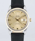 A GENTLEMAN'S STEEL & GOLD ROLEX TUDOR OYSTER PRINCE DATE DAY 