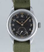 A GENTLEMAN'S STAINLESS STEEL BRITISH MILITARY TIMOR W.W.W. WRIST WATCH CIRCA 1945, PART OF THE 