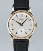 A GENTLEMAN'S 9CT SOLID GOLD LONGINES WRIST WATCH CIRCA 1966, REF. 13322 Movement: 17J, manual wind,