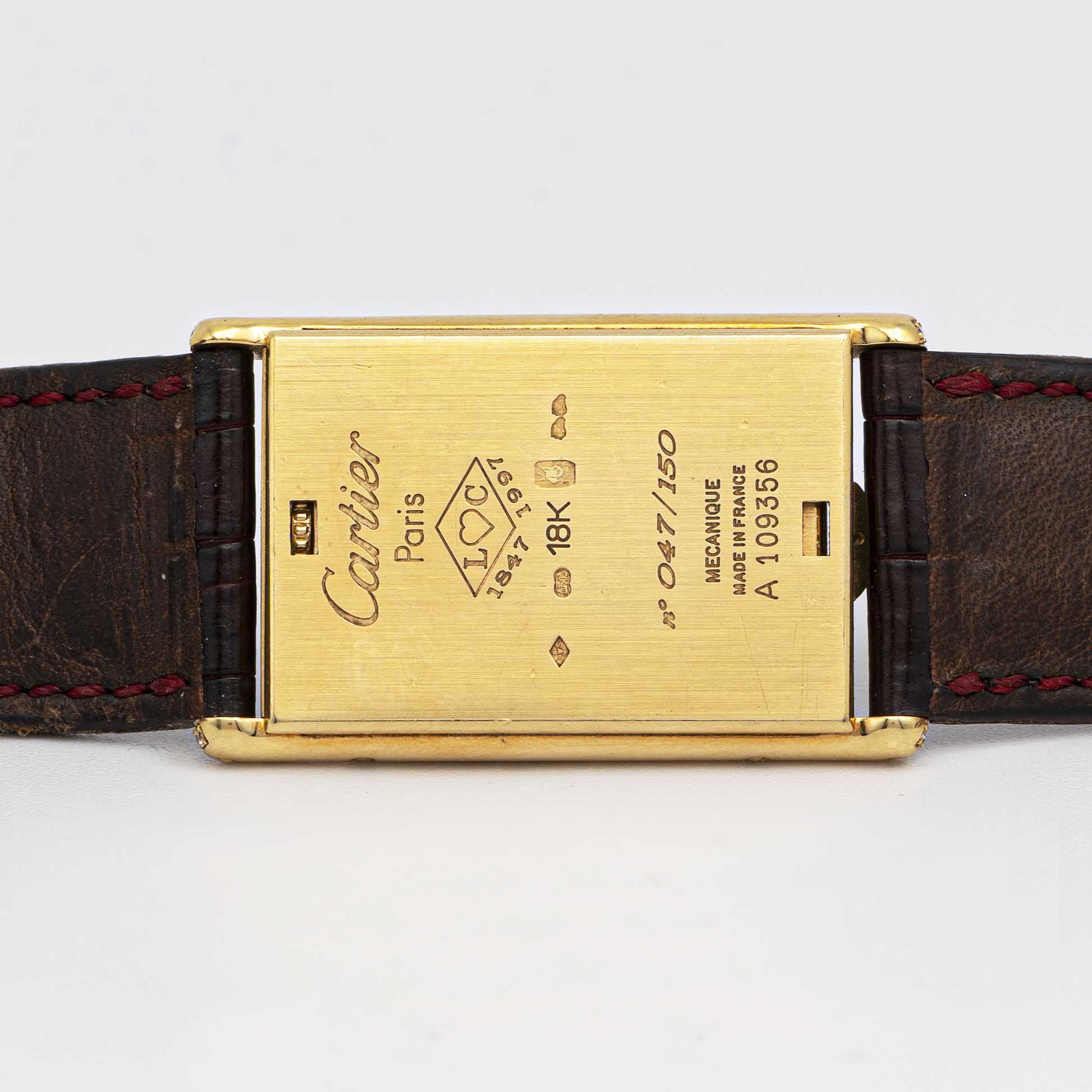 A RARE GENTLEMAN'S SIZE 18K SOLID GOLD & DIAMOND CARTIER PARIS BASCULANTE WRIST WATCH CIRCA - Image 7 of 11