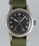 A GENTLEMAN'S BRITISH MILITARY BUREN GRAND PRIX W.W.W. WRIST WATCH CIRCA 1945, PART OF THE 