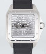 A RARE GENTLEMAN'S PALLADIUM CARTIER SANTOS TRIPLE 100 SKELETON WRIST WATCH CIRCA 2008, REF. 3228