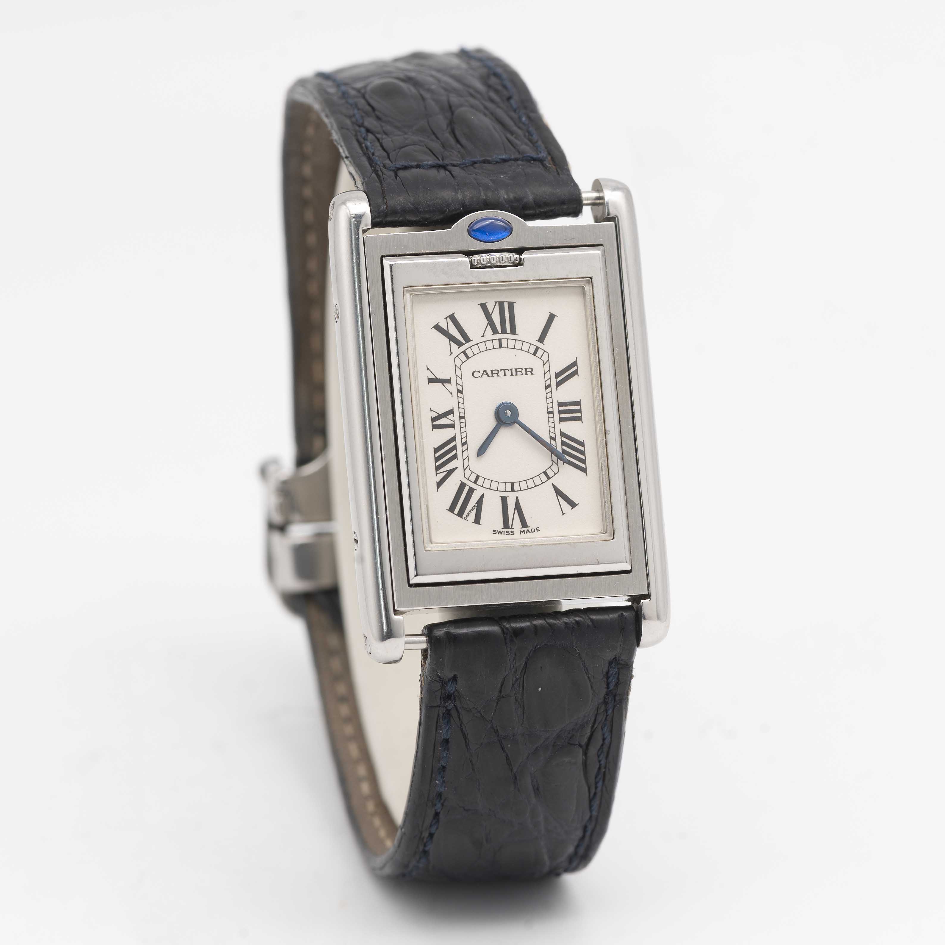 A GENTLEMAN'S SIZE STAINLESS STEEL CARTIER TANK BASCULANTE WRIST WATCH CIRCA 2000s, REF. 2405 - Image 4 of 8