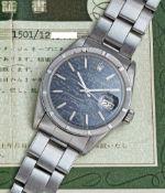 A GENTLEMAN'S STAINLESS STEEL ROLEX OYSTER PERPETUAL DATE BRACELET WATCH CIRCA 1966, REF. 1501