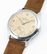 A RARE GENTLEMAN'S STAINLESS STEEL ZENITH CHRONOMETRE WRIST WATCH CIRCA 1950, FIRST SERIES WITH