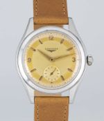 A RARE GENTLEMAN'S LARGE SIZE STAINLESS WRIST LONGINES WRIST WATCH CIRCA 1956, REF. 6555 4 Movement: