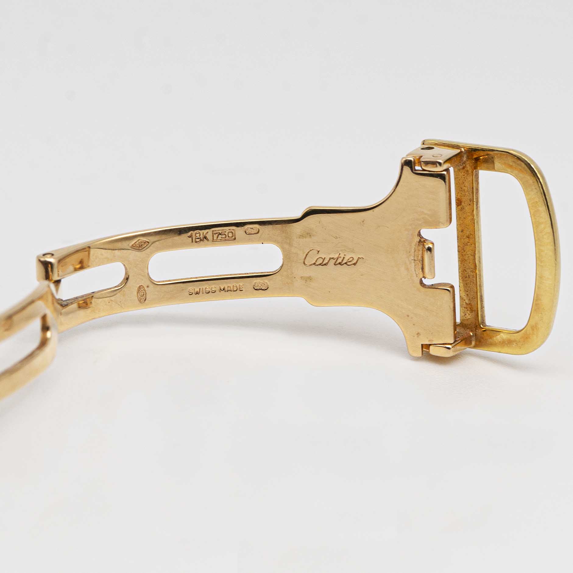 A RARE GENTLEMAN'S SIZE 18K SOLID GOLD & DIAMOND CARTIER PARIS BASCULANTE WRIST WATCH CIRCA - Image 10 of 11
