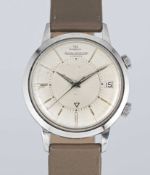 A GENTLEMAN'S STAINLESS STEEL JAEGER LECOULTRE MEMOVOX AUTOMATIC ALARM WRIST WATCH CIRCA 1960s, REF.