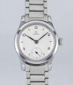 A GENTLEMAN'S STAINLESS STEEL OMEGA CSI BRACELET WATCH CIRCA 1944, REF. 2165 MADE FOR THE CIVIL