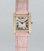 A LADIES 18K SOLID GOLD & DIAMOND CARTIER TANK FRANCAISE WRIST WATCH CIRCA 2000s, REF. 2385