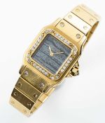 A FINE LADIES 18K SOLID GOLD & DIAMOND CARTIER SANTOS CARREE BRACELET WATCH CIRCA 1990s, WITH