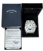 A FRANCK MULLER DUAL TIME ALARM DESK CLOCK DATED 2007, ACCOMPANIED BY ORIGINAL BOX & CERTIFICATE