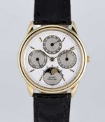 A GENTLEMAN'S 18K SOLID GOLD PIAGET GOUVERNEUR MOONPHASE TRIPLE CALENDAR AUTOMATIC WRIST WATCH CIRCA
