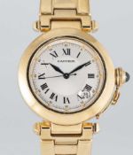 A GENTLEMAN'S SIZE 18K SOLID YELLOW GOLD CARTIER PASHA AUTOMATIC BRACELET WATCH CIRCA 1990s, REF.