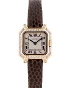 A LADIES 18K SOLID GOLD & DIAMOND CARTIER CEINTURE WRIST WATCH CIRCA 1990s Movement: Quartz,
