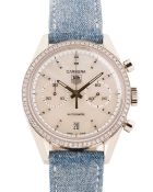 A STAINLESS STEEL & DIAMOND TAG HEUER CARRERA AUTOMATIC CHRONOGRAPH WRIST WATCH CIRCA 2000s, REF.