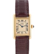 A LADIES SOLID SILVER GILT MUST DE CARTIER TANK VERMIL WRIST WATCH CIRCA 1990, REF. 1613 Movement: