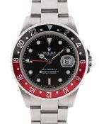 A GENTLEMAN'S SIZE STAINLESS STEEL ROLEX OYSTER PERPETUAL DATE GMT MASTER II 