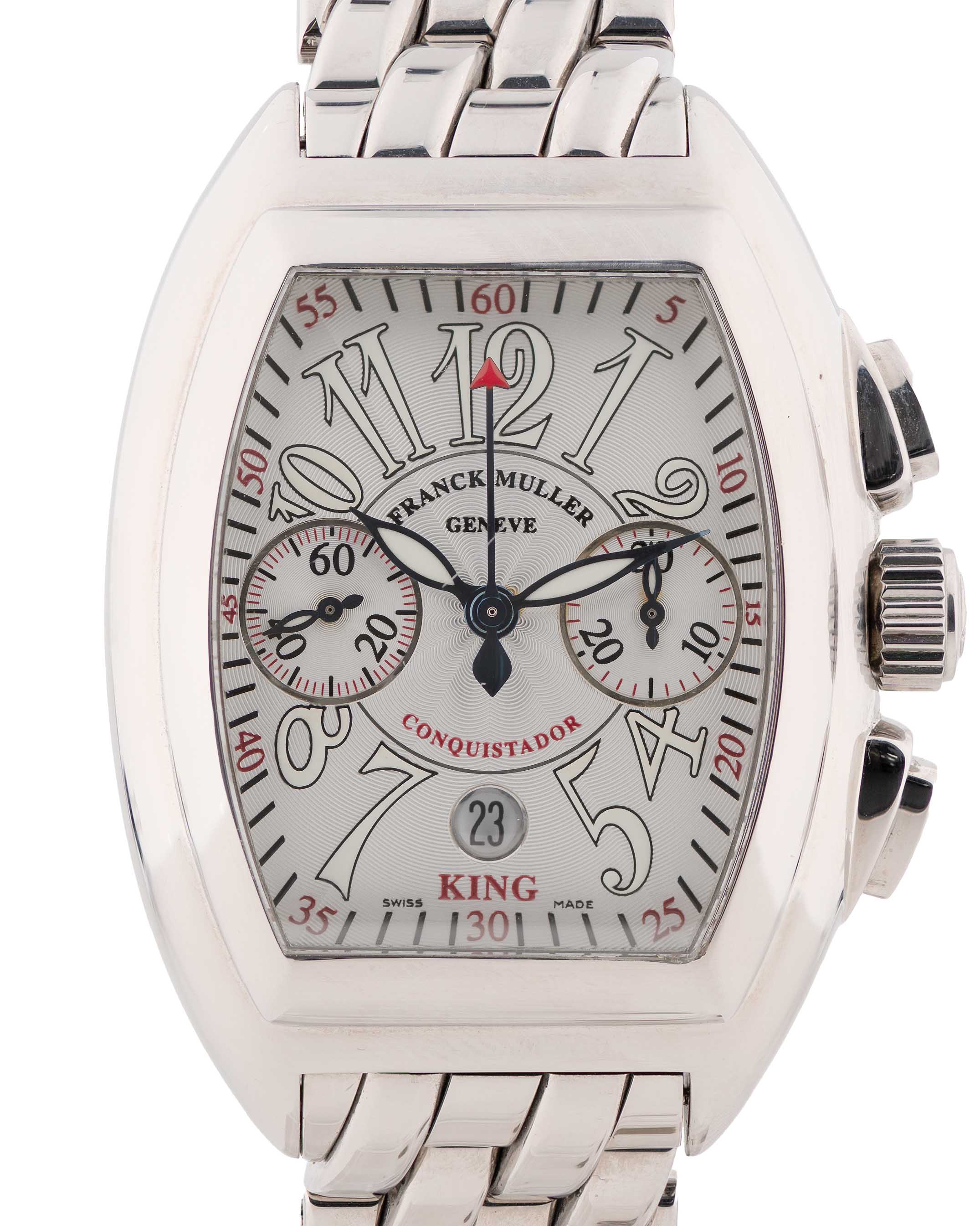 A GENTLEMAN'S STAINLESS STEEL FRANCK MULLER CONQUISTADOR KING CHRONOGRAPH BRACELET WATCH CIRCA