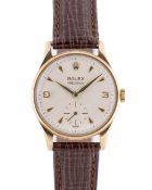 A GENTLEMAN'S SIZE 9CT SOLID GOLD ROLEX PRECISION WRIST WATCH CIRCA 1960s  Movement: 17J, manual