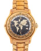 A GENTLEMAN'S SIZE 18K SOLID GOLD EBEL VOYAGER WORLD TIME AUTOMATIC BRACELET WATCH CIRCA 1990s, REF.