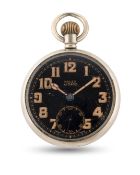 A BRITISH MILITARY ROLEX GS MK II POCKET WATCH CIRCA 1930s, WITH BLACK ENAMEL DIAL, MATCHING ISSUE