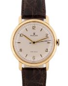 A GENTLEMAN'S LARGE SIZE 18K SOLID GOLD ROLEX PRECISION WRIST WATCH CIRCA 1950s Movement: 17J,