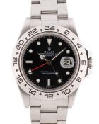 A GENTLEMAN'S STAINLESS STEEL ROLEX OYSTER PERPETUAL DATE EXPLORER II BRACELET WATCH CIRCA 1984,