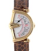 A GENTLEMAN'S 18K SOLID GOLD TOURNEAU ASYMMETRIC SECTORA RETROGRADE WRIST WATCH CIRCA 1990s