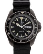 A GENTLEMAN'S PVD COATED BRITISH MILITARY CWC W10 WRIST WATCH DATED 2005, ROYAL NAVY SBS