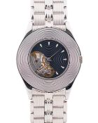 A GENTLEMAN'S SIZE 18K SOLID WHITE GOLD MAUBOUSSIN BRACELET WATCH CIRCA 1990s, REF. R. 11863 WITH