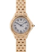 A LADIES 18K SOLID GOLD CARTIER PANTHERE COUGAR BRACELET WATCH CIRCA 1990s, REF. 887921C Movement: